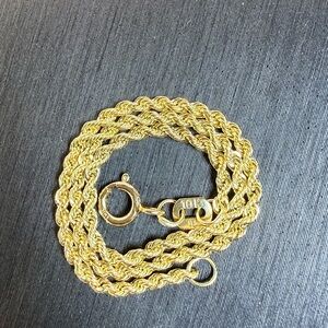 Solid 10K Yellow Italian Gold Rope Bracelet 7” 2.05mm Made In Italy
